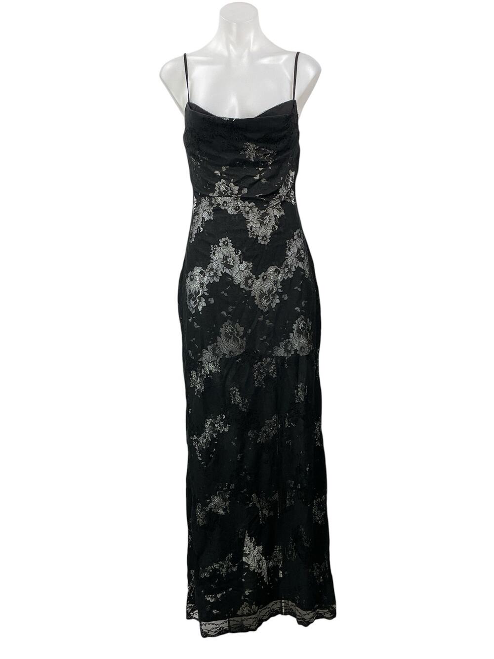 I.AM.GIA Leona Women's Black Sleeveless Floral Lace Open Back Cami Maxi Dress S